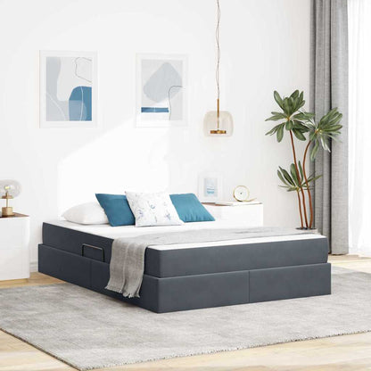 Letto con contenitore e materasso Grigio scuro 140 x 200 cm