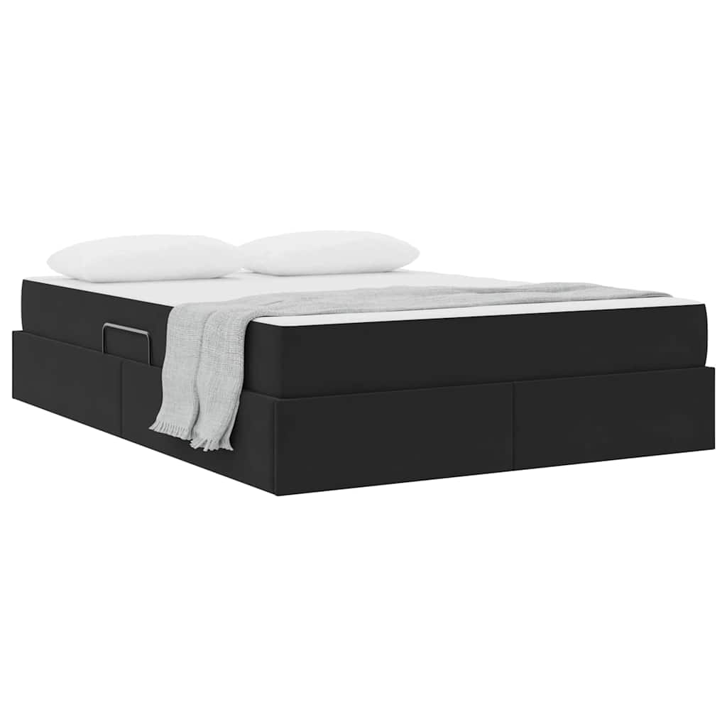 Letto con contenitore e materasso Nero 140 x 200 cm Velluto