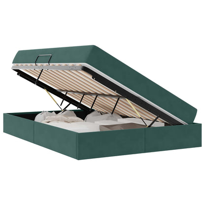 Letto con contenitore e materasso Verde Scuro 140 x 200 cm
