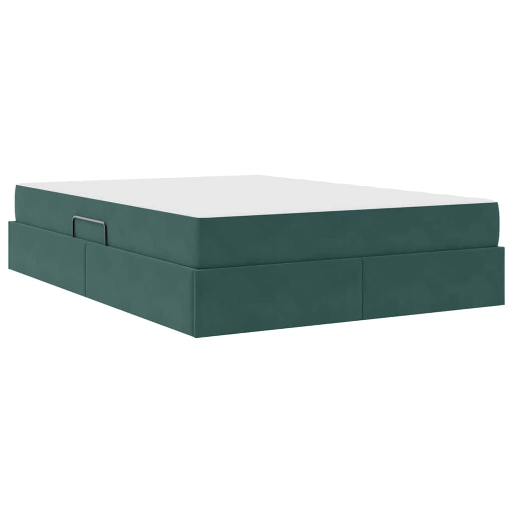 Letto con contenitore e materasso Verde Scuro 140 x 200 cm