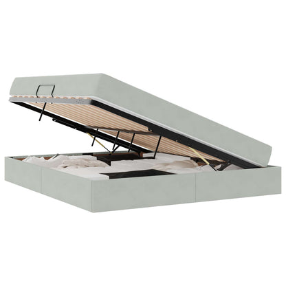 Letto con contenitore e materasso Grigio chiaro 160 x 200 cm
