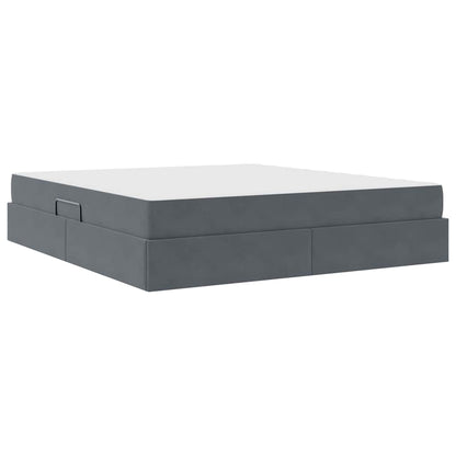 Letto con contenitore e materasso Grigio scuro 160 x 200 cm