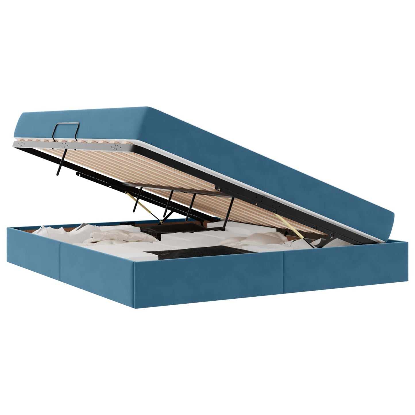 Letto con contenitore e materasso Blu Scuro 160 x 200 cm