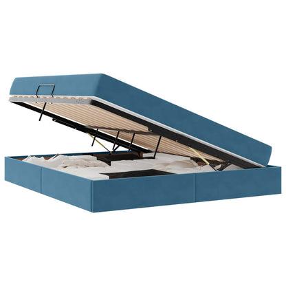 Letto con contenitore e materasso Blu Scuro 160 x 200 cm