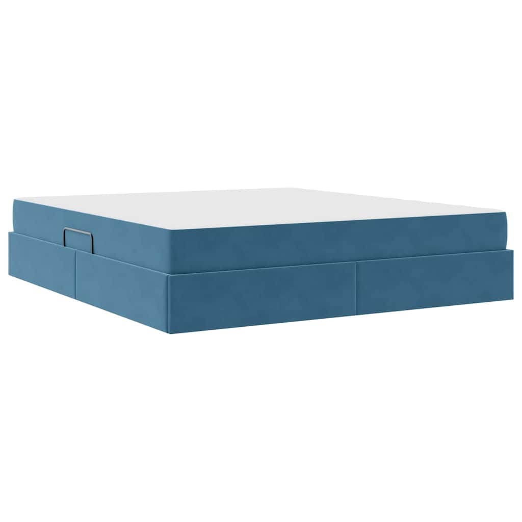 Letto con contenitore e materasso Blu Scuro 160 x 200 cm