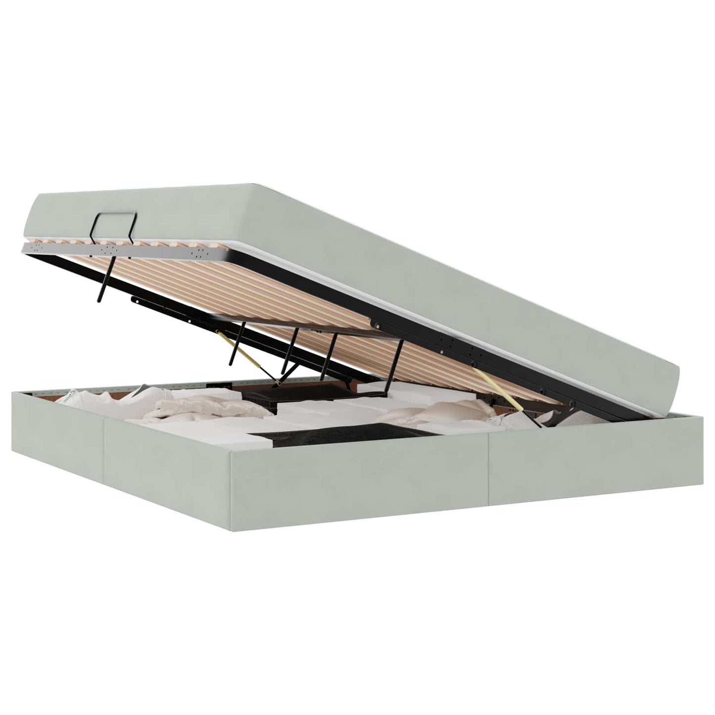 Letto con contenitore e materasso Grigio chiaro 180 x 200 cm