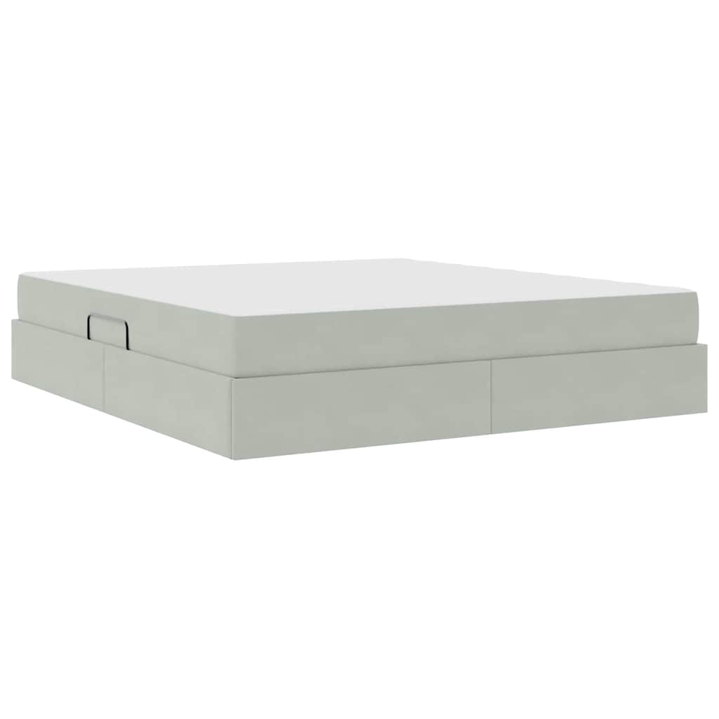 Letto con contenitore e materasso Grigio chiaro 180 x 200 cm