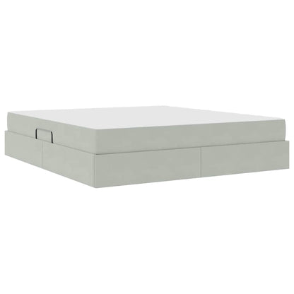 Letto con contenitore e materasso Grigio chiaro 180 x 200 cm