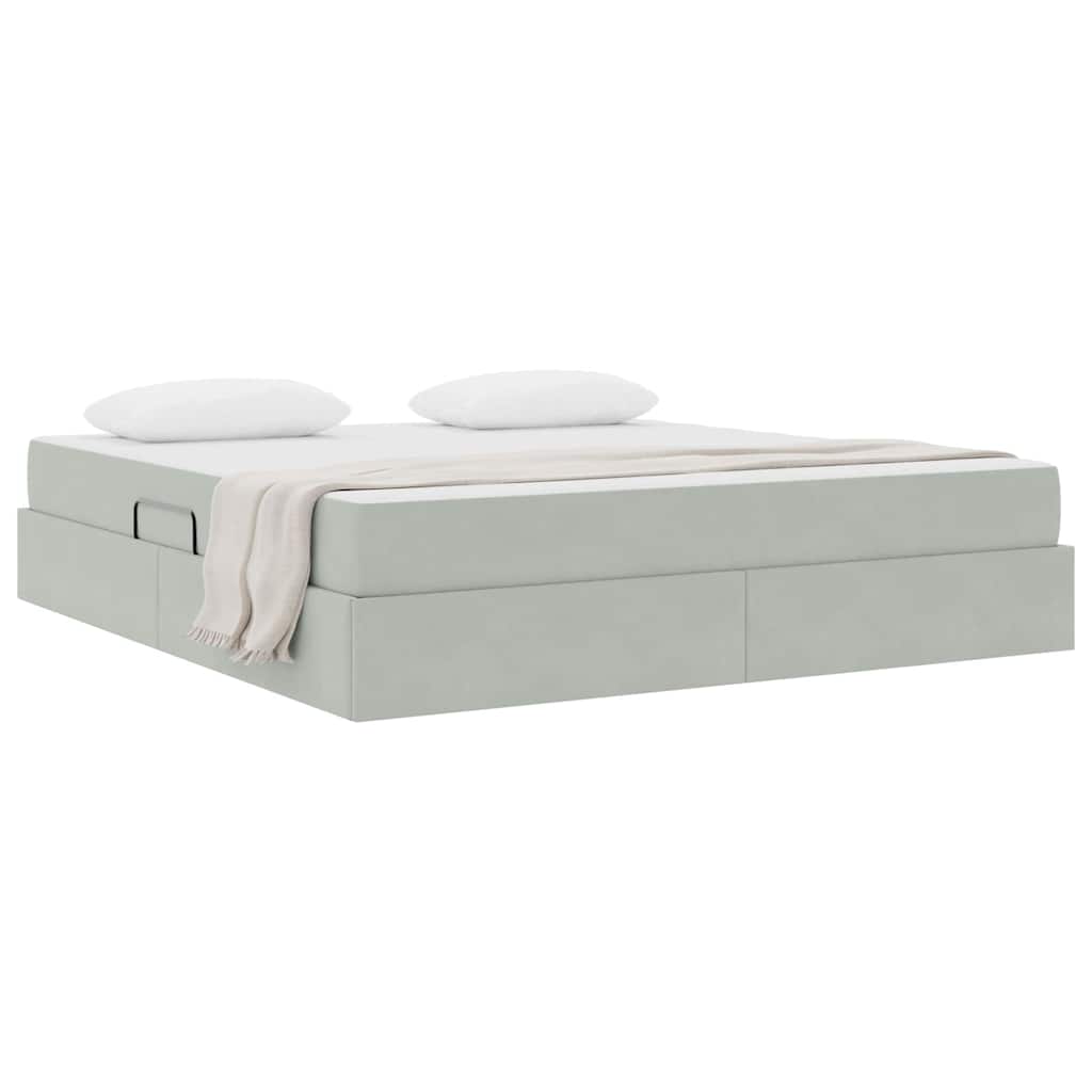 Letto con contenitore e materasso Grigio chiaro 180 x 200 cm