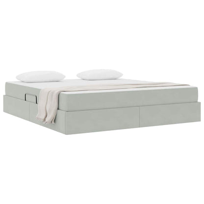 Letto con contenitore e materasso Grigio chiaro 180 x 200 cm
