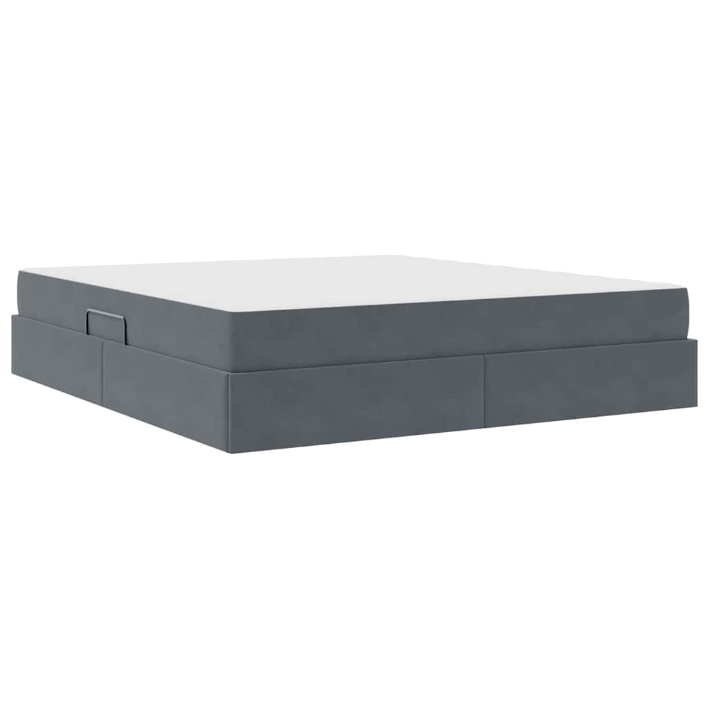 Letto con contenitore e materasso Grigio scuro 180 x 200 cm