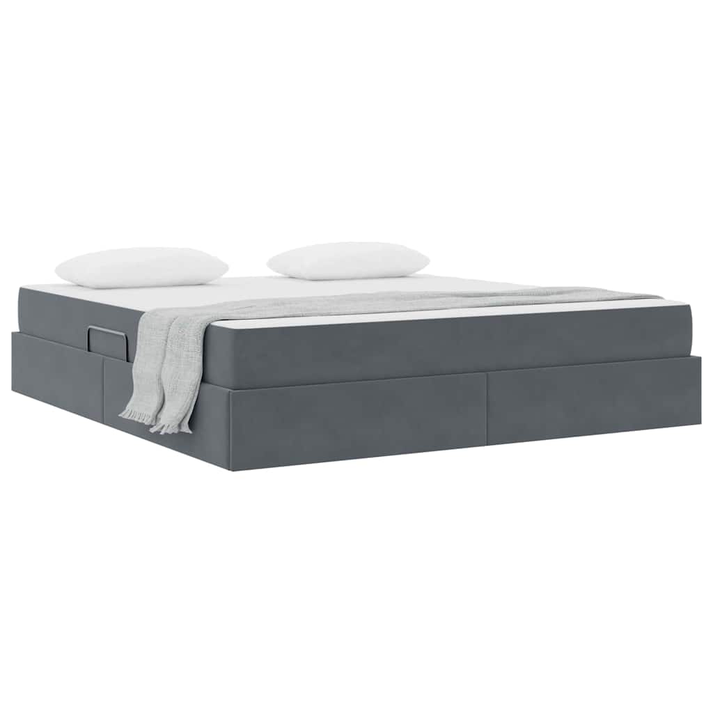 Letto con contenitore e materasso Grigio scuro 180 x 200 cm