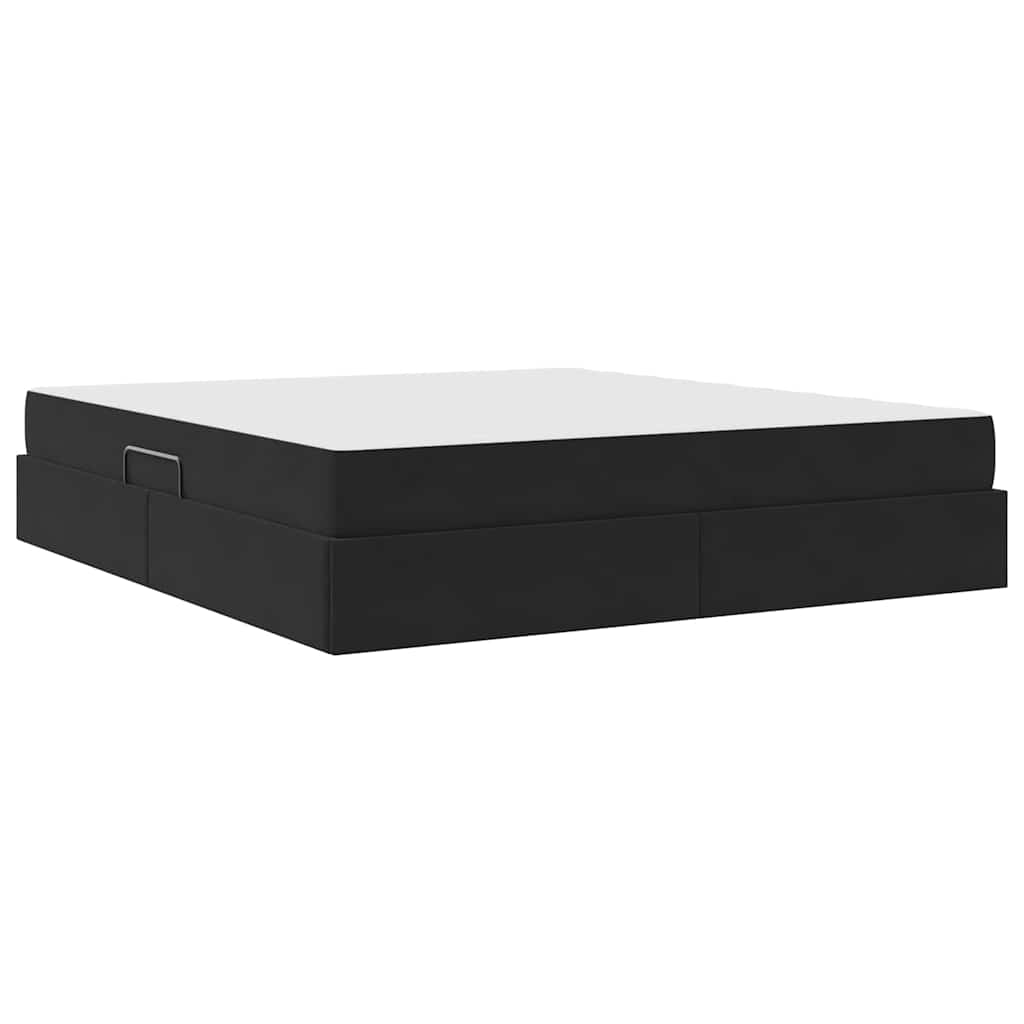 Letto con contenitore e materasso Nero 180 x 200 cm Velluto