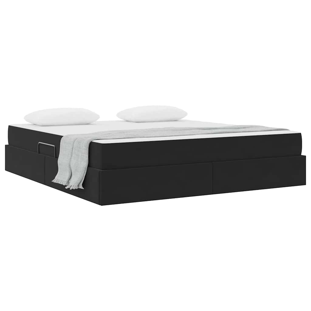 Letto con contenitore e materasso Nero 180 x 200 cm Velluto