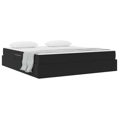 Letto con contenitore e materasso Nero 180 x 200 cm Velluto