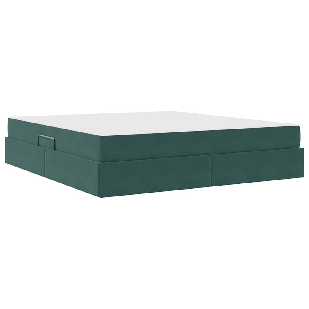 Letto con contenitore e materasso Verde Scuro 180 x 200 cm
