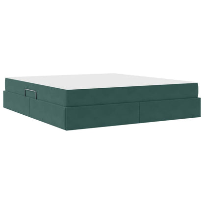 Letto con contenitore e materasso Verde Scuro 180 x 200 cm