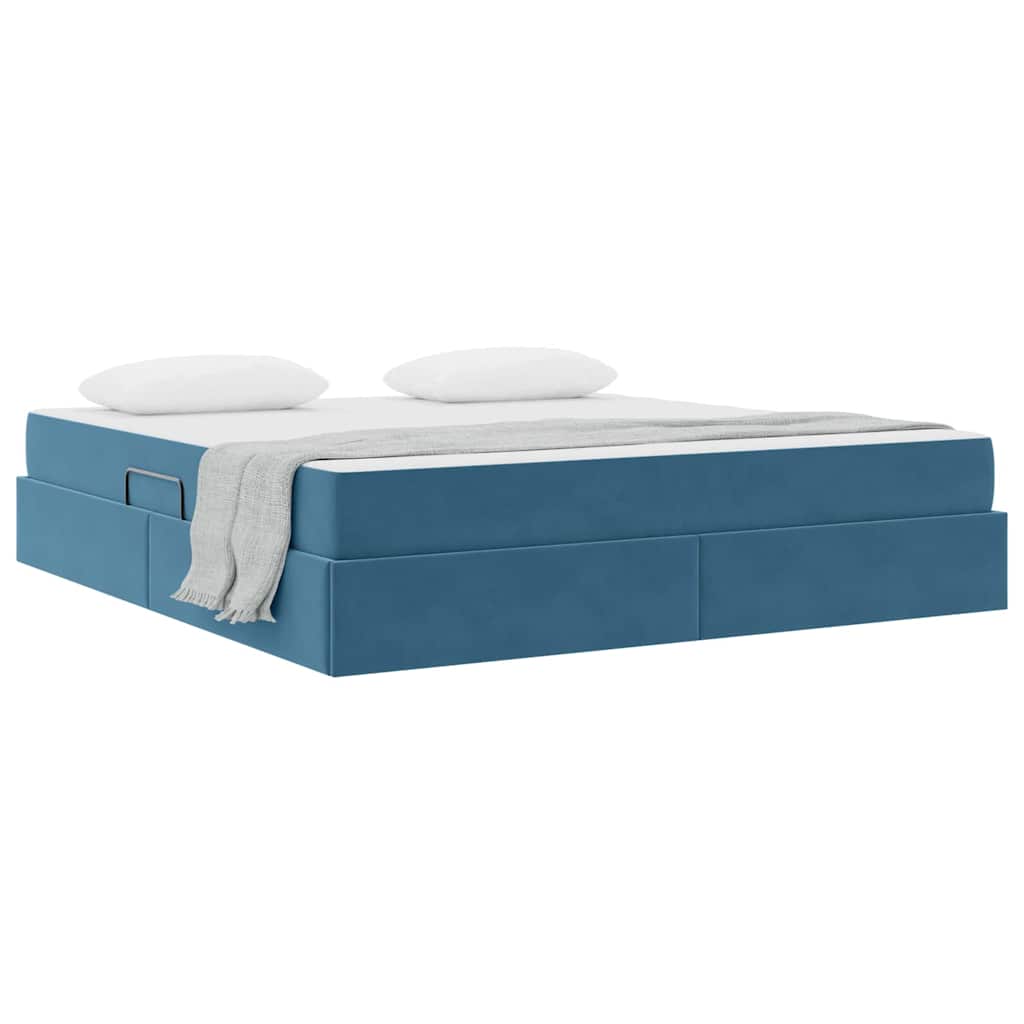 Letto con contenitore e materasso Blu Scuro 180 x 200 cm