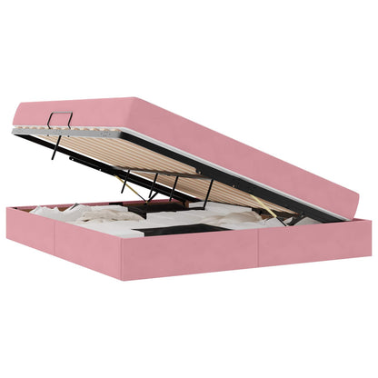 Letto con contenitore e materasso Rosa 180 x 200 cm Velluto