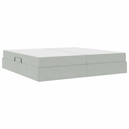 Letto con contenitore e materasso Grigio chiaro 200 x 200 cm