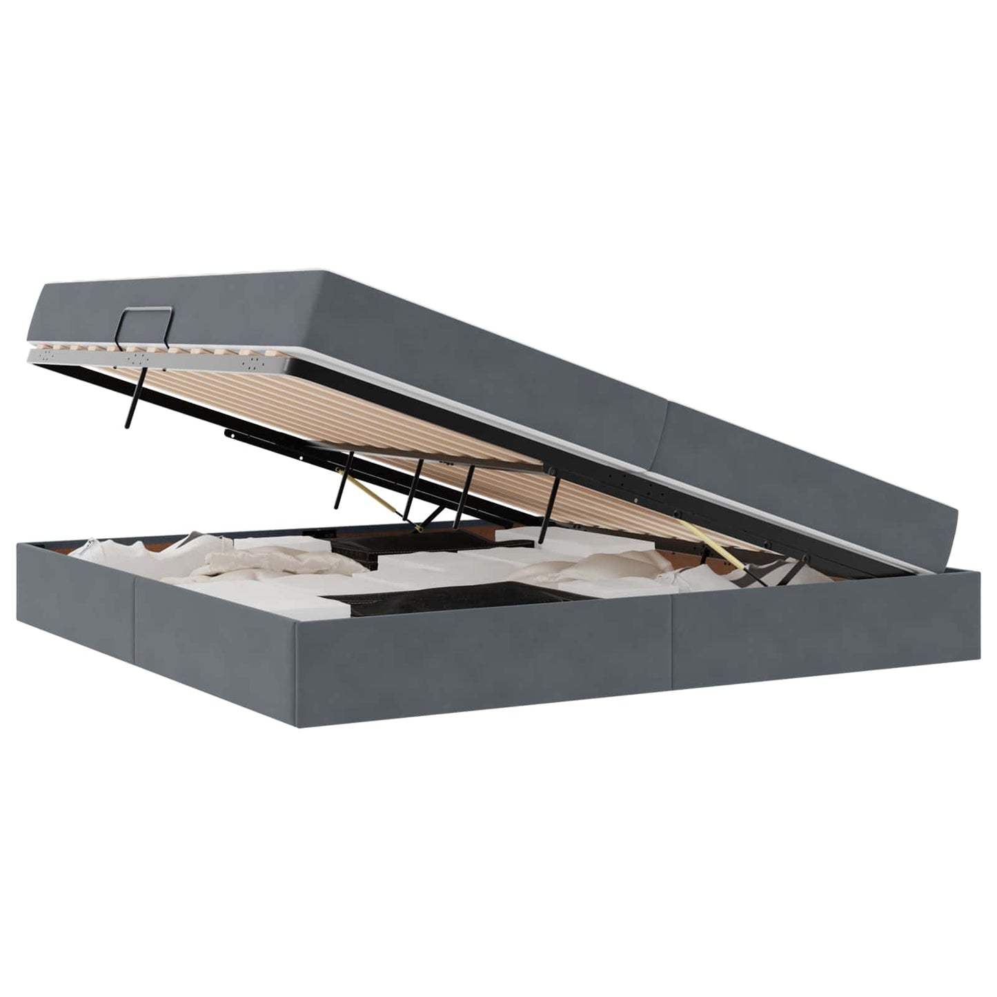 Letto con contenitore e materasso Grigio scuro 200 x 200 cm