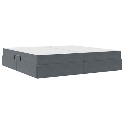Letto con contenitore e materasso Grigio scuro 200 x 200 cm