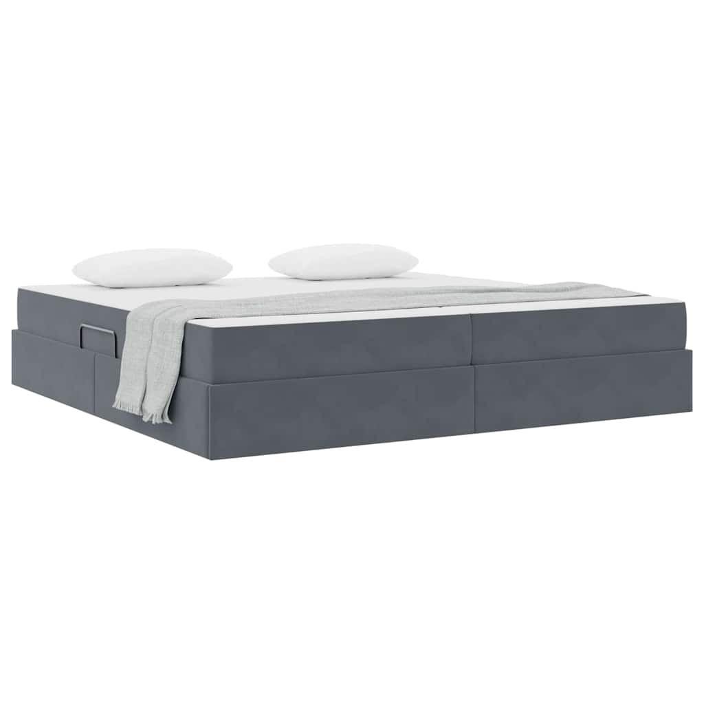 Letto con contenitore e materasso Grigio scuro 200 x 200 cm