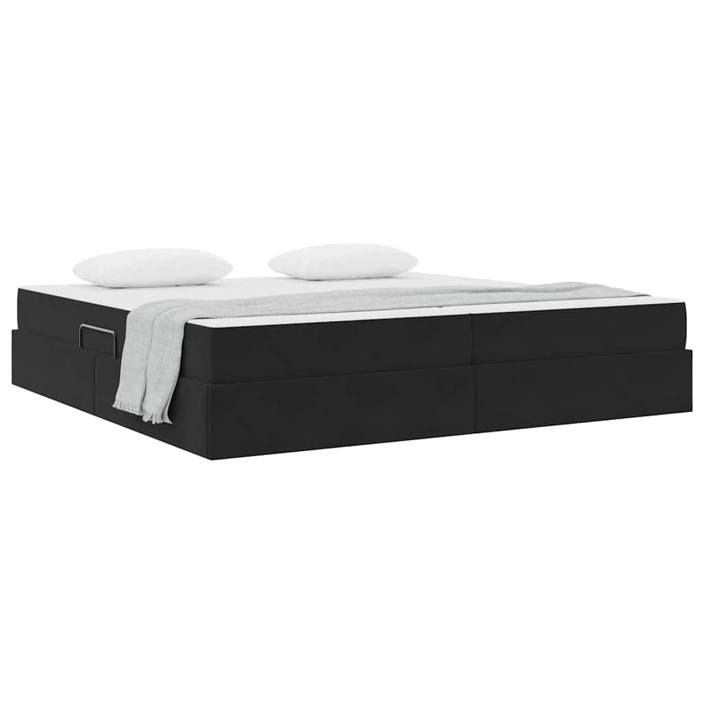 Letto con contenitore e materasso Nero 200 x 200 cm Velluto