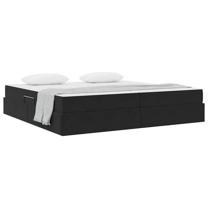 Letto con contenitore e materasso Nero 200 x 200 cm Velluto