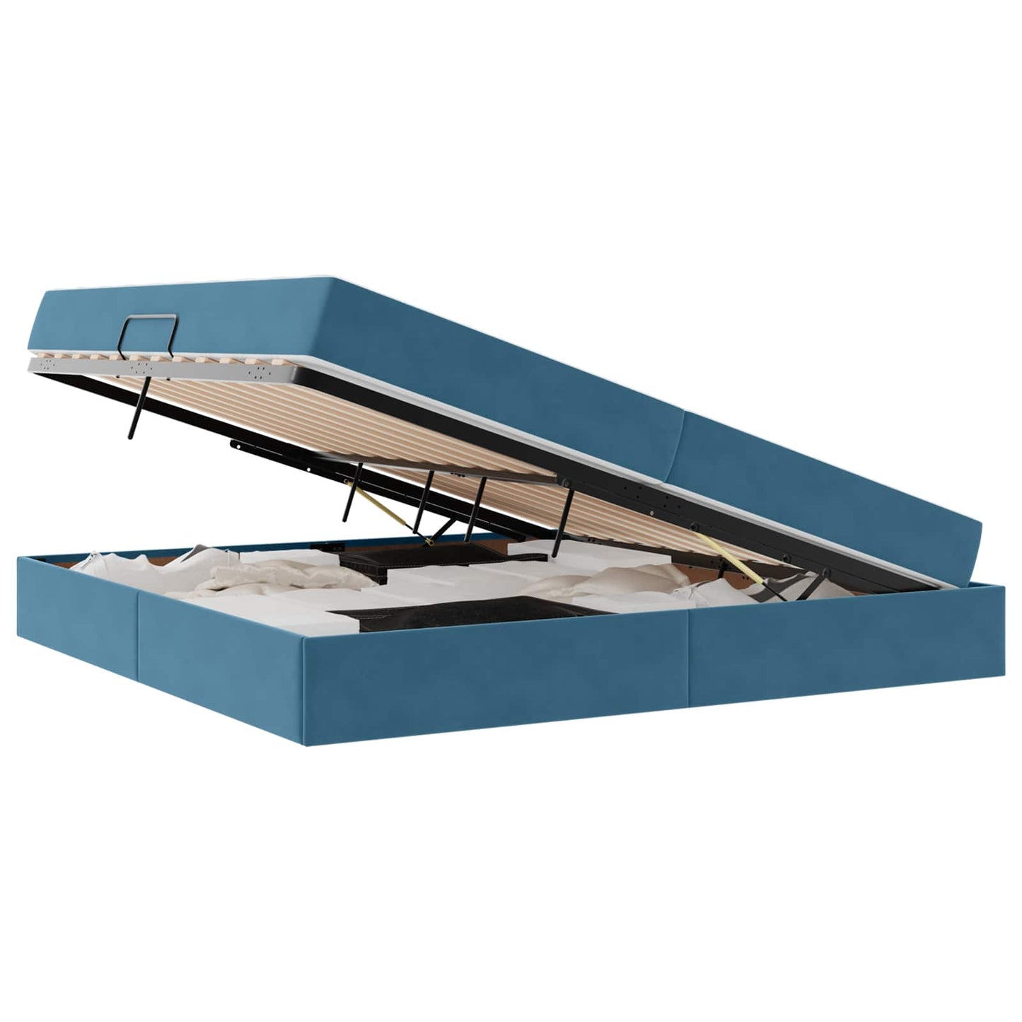 Letto con contenitore e materasso Blu Scuro 200 x 200 cm