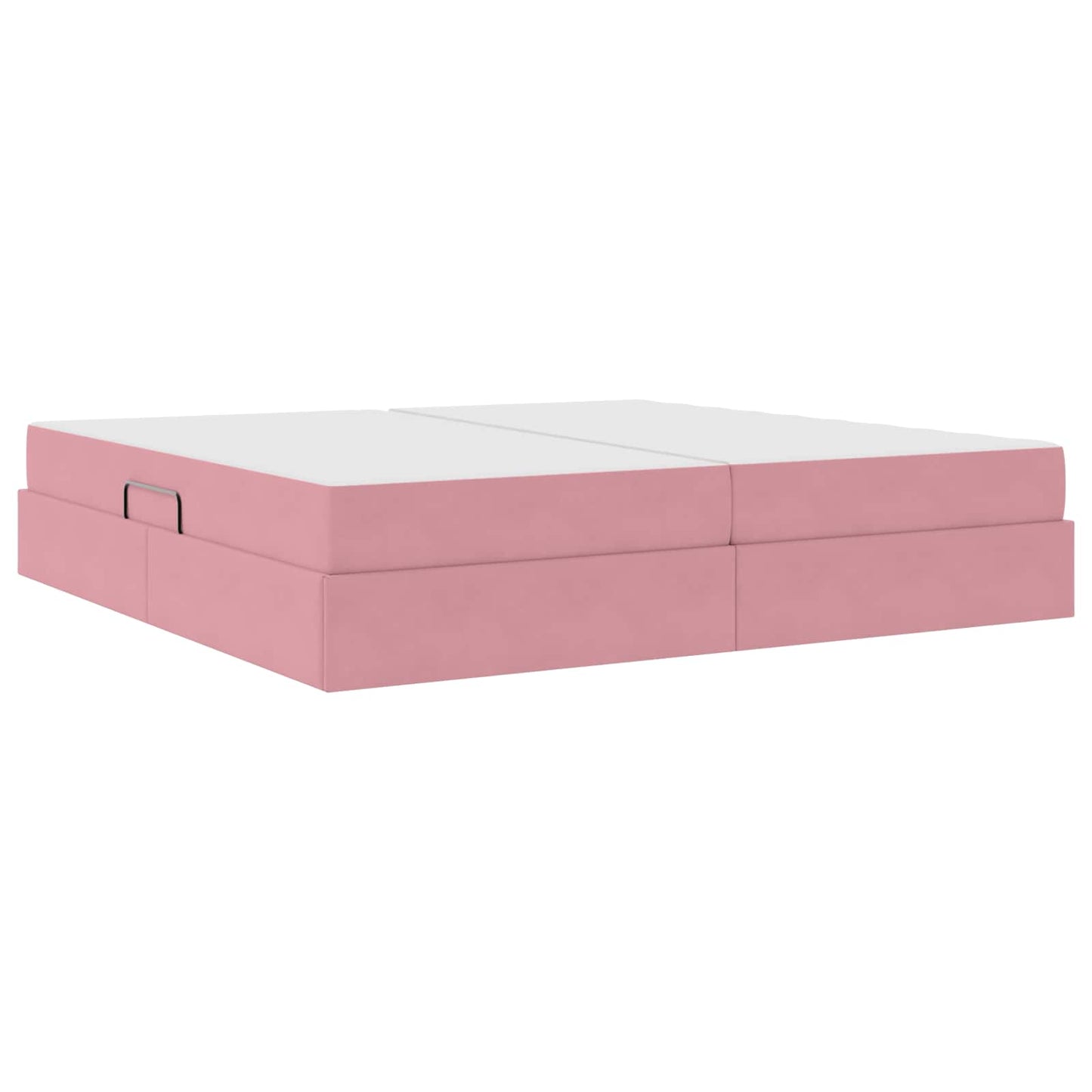 Letto con contenitore e materasso Rosa 200 x 200 cm Velluto