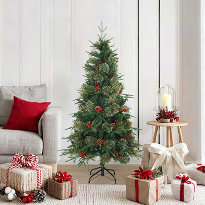 Albero di Natale Artificiale con Rami Pieghevoli Verde 150 cm