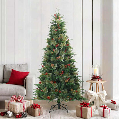 Albero di Natale Artificiale con Rami Pieghevoli Verde 210 cm
