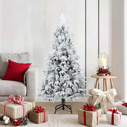 Albero di Natale Artificiale Snodato Foderato di Neve Bianco