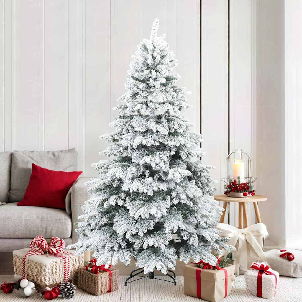 Albero di Natale Artificiale Snodato Foderato di Neve Bianco