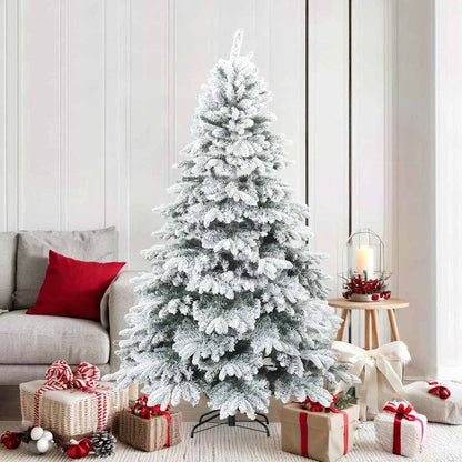 Albero di Natale Artificiale Snodato Foderato di Neve Bianco