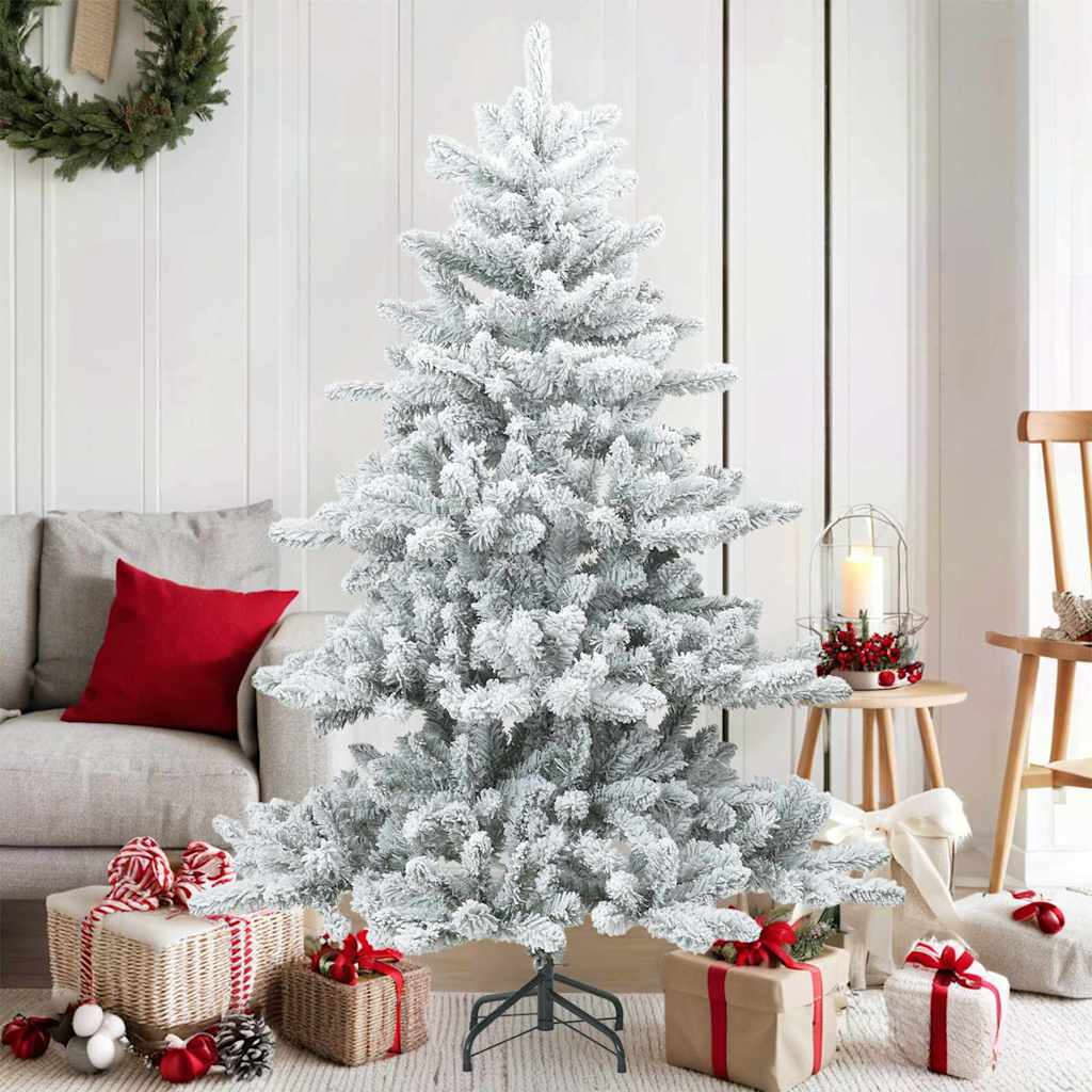 Albero di Natale Artificiale Snodato Foderato di Neve Bianco