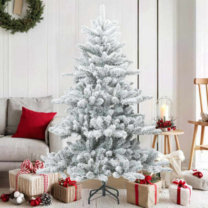 Albero di Natale Artificiale Snodato Foderato di Neve Bianco