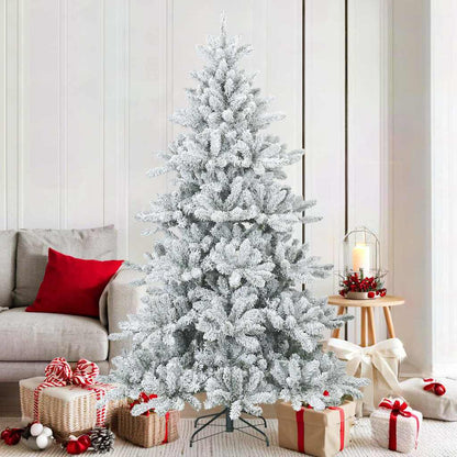 Albero di Natale Artificiale Snodato Foderato di Neve Bianco