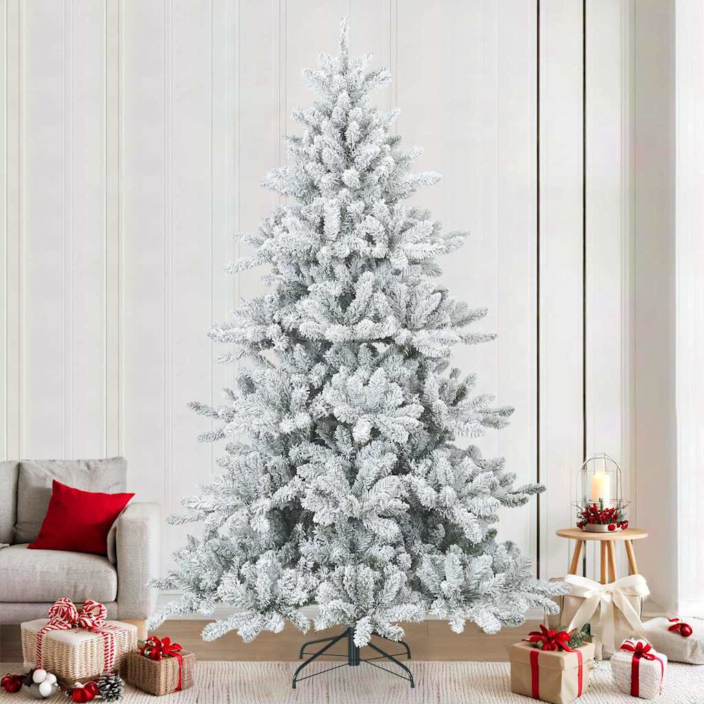 Albero di Natale Artificiale Snodato Foderato di Neve Bianco