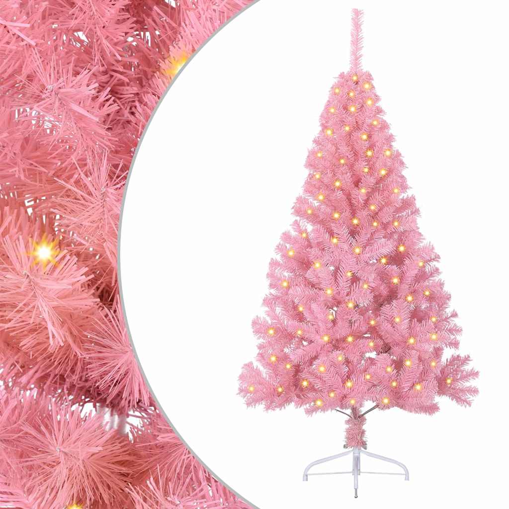 Albero di Natale artificiale con luci integrate Rosa 150 cm PVC