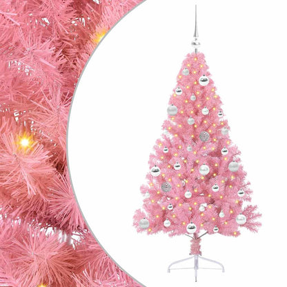 Albero di Natale artificiale con luci integrate Rosa 150 cm PVC
