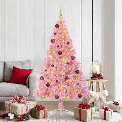 Albero di Natale artificiale con luci integrate Rosa 180 cm PVC