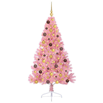 Albero di Natale artificiale con luci integrate Rosa 180 cm PVC