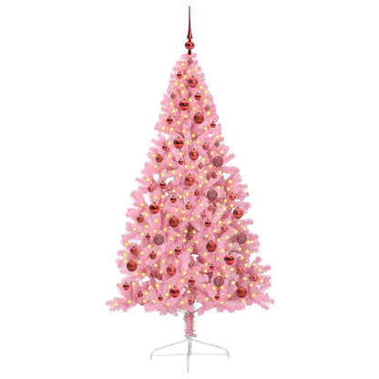 Albero di Natale artificiale con luci integrate Rosa 180 cm PVC