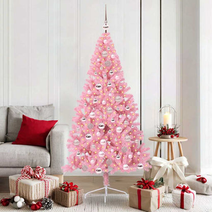 Albero di Natale artificiale con luci integrate Rosa 180 cm PVC