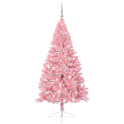 Albero di Natale artificiale con luci integrate Rosa 180 cm PVC