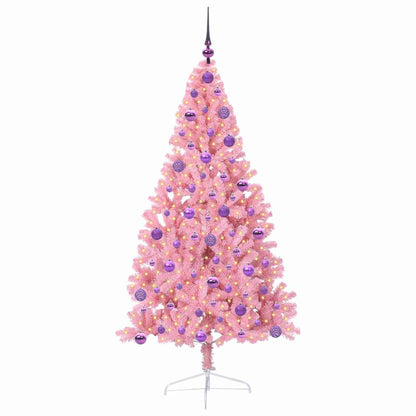 Albero di Natale artificiale con luci integrate Rosa 180 cm PVC