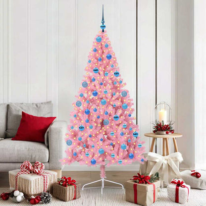 Albero di Natale artificiale con luci integrate Rosa 180 cm PVC