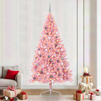 Albero di Natale artificiale con luci integrate Rosa 240 cm PVC